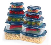 Rainberg Plastic Food Storage Containers - 20 Pieces (10 containers & 10 Lids) Food Containers, Air Tight Lids, Freezer, Microwave & Dishwasher Safe. (Blue)