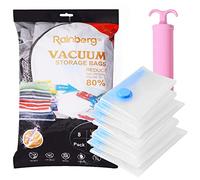Rainberg Premium Vacuum Storage Bags 8 Pack Jumbo size, 80% More Storage, Vacuum Sealer Bag with Double-Zip Seal and Triple Seal Turbo-Valve for Max Space Saving in a storage bag. (Jumbo(80 x 110))