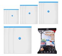 Rainberg Premium Vacuum Storage Bags, 80% More Storage, Vacuum Sealer Bag with Double-Zip Seal and Triple Seal Turbo-Valve for Max Space Saving in a storage bag. (Variety Pack of 12(3 of Each Size))