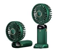 Rainberg Rechargeable Hand held Fan with LED Display, 5-Speed Settings, 5000mAh Battery, 90-Degree Adjustable, Desk Fan, Hand Fan, Portable fan, Quiet Cooling, Compact Design, USB Charging (Green)