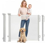 Rainberg Mesh Retractable Stair Gate for Babies and Pets - 150/180cm Extra-Wide Opening & 80cm Tall, White, 150cm