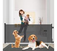 Rainberg Mesh Retractable Stair Gate for Babies and Pets - 150/180cm Extra-Wide Opening & 80cm Tall, Black