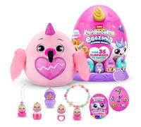 Rainbocorns Eggzania Surprise Mania Daffy the Flamingo - Collectible Plush - Over 20 Surprises Inside, 28 cm, Cuddle Plush Stuffed Animal, Rings, Bracelets, Stickers, Wearable Accessories (Flamingo)