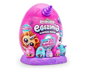Rainbocorns Eggzania Surprise Plush Inc's 5 Mini Eggs, Stickers Jewelry, Slime