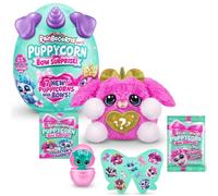 Rainbocorns Puppycorn Bow Surprise, Puppycorn Series 3, Rocket the Pink Karmo - Collectible Plush - 5 Layers of Surprises, Peel and Reveal Heart, Stickers, Slime, Ages 3+ (Pink Karmo)