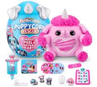 Rainbocorns Puppycorn Rescue Surprise, Posh the Poodle - Collectible Plush - Over 12 Surprises, Peel and Reveal Heart, Stickers, Syringe Slime, Ages 3+ (Poodle)