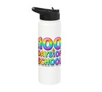 Rainbow 100 Days of School Student Teacher Celebration Stainless Steel Insulated Water Bottle