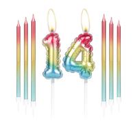 Rainbow 14th Birthday Candles - Colorful Birthday Number 14 Cake Toppers for Boy/Girl Men/Women Party Decor & Wedding Anniversary