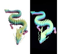 Rainbow 3D Printed Dragon - 18 inch Long Glow in The Dark Flexible Dragons, 3D Printed Dino Gift, Articulated Dragon for Birthday, Halloween,Christmas Home Decor (Colorful-Glow Rainbow)