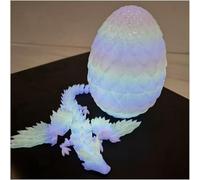 Rainbow 3D Printed Dragon in Eggs - Glow in The Dark Surprise Egg with 11” Flexible Dragon Inside, 3D Printed Dino Gift, Easter Egg, Articulated Dragon Toy for Birthday, Home Decor (B)
