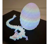 Rainbow 3D Printed Dragon in Eggs - Glow in The Dark Surprise Egg with 11” Flexible Dragons Inside, 3D Printed Dino Gift, Easter Egg, Articulated Dragon Toy for Birthday, Home Decor