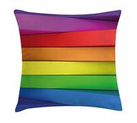 Rainbow, 3D Stacked Panels With Colors Of A Rainbow Computer Generated Artwork Vibrant Tones Throw Pillow Case Invisible Zipper Cushion Covers Lovely Cushion Cover For Birthday Sofa 45X45Cm