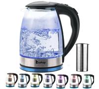 Rainbow 7 Colours LED Illuminated Electric Glass Kettle 1.8L Cordless