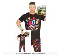 Rainbow 80s Lover Mens Retro Disco 1980s Fancy Dress Costume Aztec Neon M-XL
