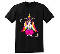 Rainbow 90s Baphomet Demon Mens T-Shirt Graphic Unisex Top Tees Black XL