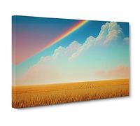 Rainbow Above A Wheat Field Canvas Wall Art Print 30x20 Inch