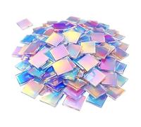 Rainbow Acrylic Squares - 2x2x0.5cm Double Sided Rainbow Acrylic Sheet 100pcs Colorful High Clarity | Mini Holographic Blocks | for Women Men Resin Mosaic Art Jewelry
