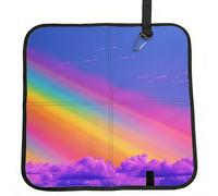 Rainbow Aesthetic Sitting Pad Lightweight Waterproof Folding Seat Pad Compact Portable Camping Seat Mat Memory Foam Travel Seat Cushion for Hiking, Picnics, Outdoor 15.8 x 15.8 in