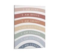 Rainbow Affirmations for Kids - I Am Kind, I Am Brave Print - Boho Motivational Wall Art for Nursery,Dining Room Decor, Bedroom Art, Wall Decor Living Room, Wall Art, Frameless 8x10inch