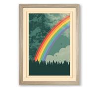 Rainbow After Storm Retro Framed Wall Art Print A1 (84.1×59.4cm) Oak, Wall Decor for Living Room, Bedroom, Office & Home, Ready to Hang, Art Gift