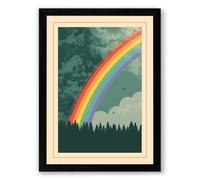 Rainbow After Storm Retro Framed Wall Art Print A2 (59.4×42cm) Black, Wall Decor for Living Room, Bedroom, Office & Home, Ready to Hang, Art Gift