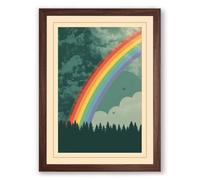 Rainbow After Storm Retro Framed Wall Art Print A2 (59.4×42cm) Walnut, Wall Decor for Living Room, Bedroom, Office & Home, Ready to Hang, Art Gift