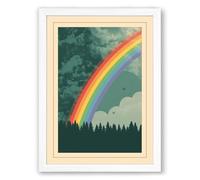 Rainbow After Storm Retro Framed Wall Art Print A2 (59.4×42cm) White, Wall Decor for Living Room, Bedroom, Office & Home, Ready to Hang, Art Gift
