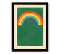 Rainbow Against Green Minimalist Framed Wall Art Print A1 (84.1×59.4cm) Black, Wall Decor for Living Room, Bedroom, Office & Home, Ready to Hang, Art Gift