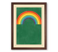 Rainbow Against Green Minimalist Framed Wall Art Print A2 (59.4×42cm) Walnut, Wall Decor for Living Room, Bedroom, Office & Home, Ready to Hang, Art Gift