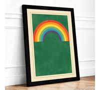 Rainbow Against Green Minimalist Framed Wall Art Print A4 (29.7×21cm) Black, Wall Decor for Living Room, Bedroom, Office & Home, Ready to Hang, Art Gift