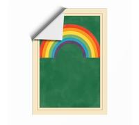 Rainbow Against Green Minimalist Unframed Wall Art Print A2 (59.4×42cm), Wall Decor for Living Room, Bedroom, Office & Home, Art Gift