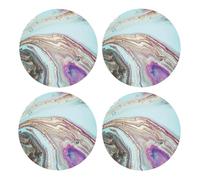 Rainbow Agate Geode Rock,Round MDF Cork Coasters, Mugs Pad, Cups Mat Set of 4 Drinks Coasters