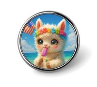 Rainbow Alpaca Eating Popsicle Brooch Buttons for Women Dress Blouse Low Cut Tops Cloth Decoration