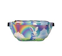 Rainbow and Rabbit Large Fanny Pack,Gifts for Enjoy Sports Festival Workout Traveling Running Casual