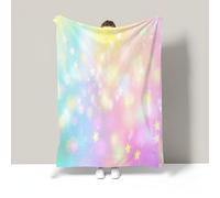 Rainbow And Starry Sky Print Flannel Blankets And Throws Soft Lightweight Cozy Fleece Throw Blanket Dreamy Landscape Pattern Decor For Sofa Bed Travel, Pink And Purple Warm Throw 30"X40"
