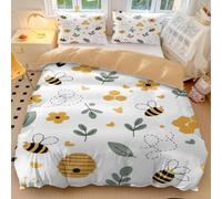 Rainbow and Stars Bedding Single Whimsical Bee & Floral Duvet Cover Set - Pastel Blue, Soft Cotton for Gender Neutral Nursery Decor (style5,Single135x200cm+50x75cm*2)