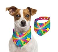 Rainbow And Stars Confetti Rays,Dog Bandanas Cotton Pet Scarf Adjustable Bibs for Pet,M