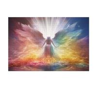 Rainbow Angel 1000 Piece Wooden Jigsaw Puzzle- Brain Teaser Game for Adults & Children Educational Activities Jigsaws, Clear Print - Thick & Durable Puzzles Board （75×50cm）