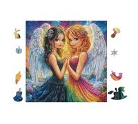 Rainbow Angel Sisters 100 Piece Premium Jigsaw Puzzle For Men Educational Decompression Adults Anxiety Memory Care Mothers Valentines Wooden 28x28cm