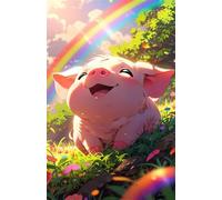Rainbow Animal Pig 200 Piece Jigsaw Puzzles for Adults, Challenging and Brainteasing, Difficult Puzzles, Puzzle 200 Pieces