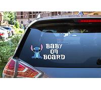 Rainbow Animated Design Cute Baby Stitch Baby on Board Funny Little Super Hero lilo and Stitch Windows Cars Laptop 2 Parts Stickers