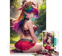 Rainbow Anime Girl Nature Jigsaw Puzzles for Adults1000 Pieces Memory Boost Together Fun Image Assembly Art Collectible (38x52cm)