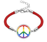 Rainbow Anti war LGBT Lucky Red String Bracelet Rope Bracelet Handmade