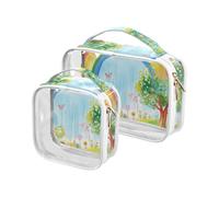 Rainbow Appearing After The Rain Toiletry Bag Set TSA Approved Water-Resistant Makeup Bag Small Shaving Essentials