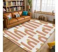 Rainbow Area Rug, Retro Modern Sun Stripes Fall Warm Orange Low Pile Sponge Aesthetic Rectangle Home Floor Carpet Rugs for Living Room Bedroom Classroom Apartment Decor 5' X 7'