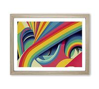 Rainbow Art Deco Style Abstract Framed Print | A2 Oak Framed Wall Art | Ready to Hang | Art Deco Fantasy Picture | Living Room Bedroom Lounge Office