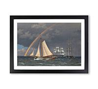 Rainbow at Sea by Christoffer Wilhelm Eckersberg Framed Print | A2 Black Framed Wall Art | Ready to Hang | Modern Nautical Picture | Living Room Bedroom Lounge Office