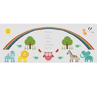 Rainbow Baby Animals Birth Sampler Boy or Girl Cross Stitch Kit