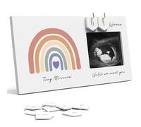 Rainbow Baby Sonogram Picture Frame Countdown Weeks, Pregnancy Announcement Ideas, 4"x3" Ultrasound Photo, Gender Reveal Baby-Shower Gift for New Mom Dad Expecting Parents Grandparents to Be Keepsake