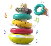 Rainbow Baby Stacking Toys, Electric Rotating Stacking Rings with Light, Music, BPA Free Montessori Ring Stacker Toy for Babies 6-12 Months, Early Learning Toy for 1 Year Old, Boy and Girl Gifts